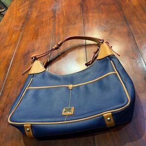 Dooney Bourke Rebecca hobo  shoulder bag blue pebbled leather cognac